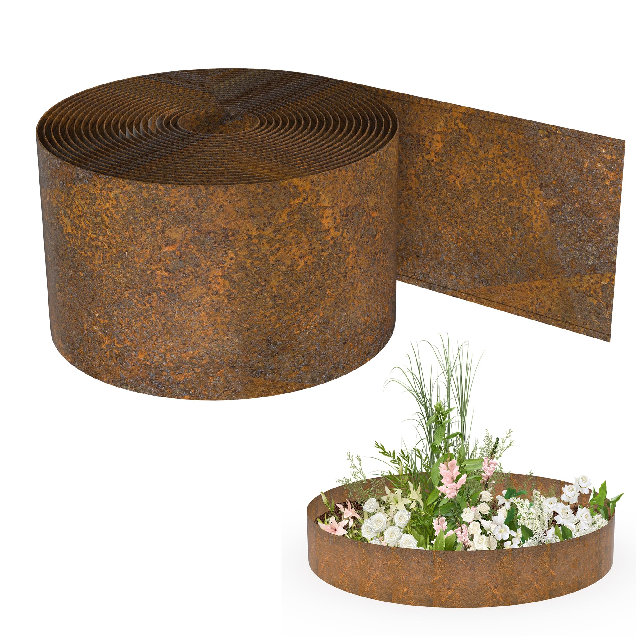 YRHome Bordure de pelouse - Aspect rouille - 10 m x 18 cm - Droite