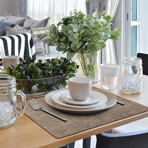 Miniatura 2 de Juego de 8 manteles individuales para mesa de comedor, antideslizantes, resistentes al calor, de cuero de doble capa, impermeables, fáciles de