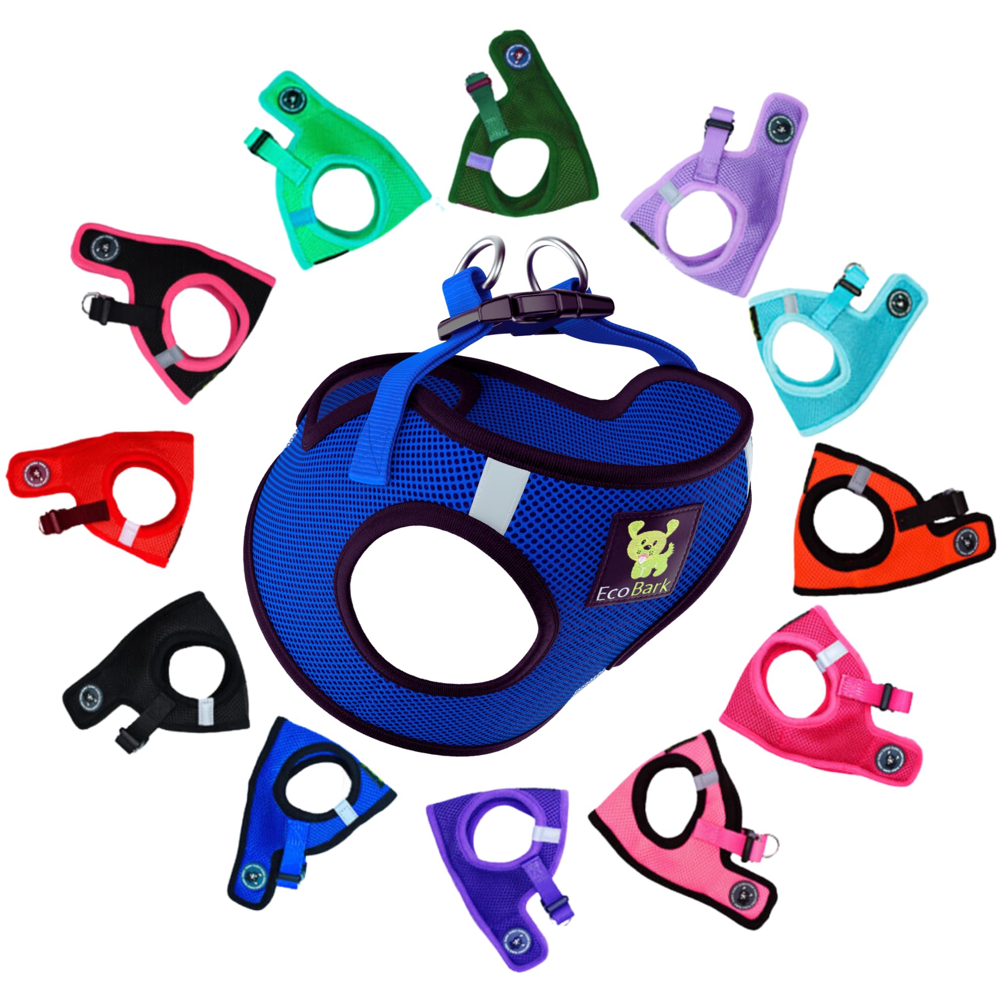 EcoBark Step in Dog Harness - Reflective Teacup Breed Soft Luxurious Mesh Dog Harnesses for XXS, XS, & Small Breed Dogs - Eco-Friendly Secure Halter