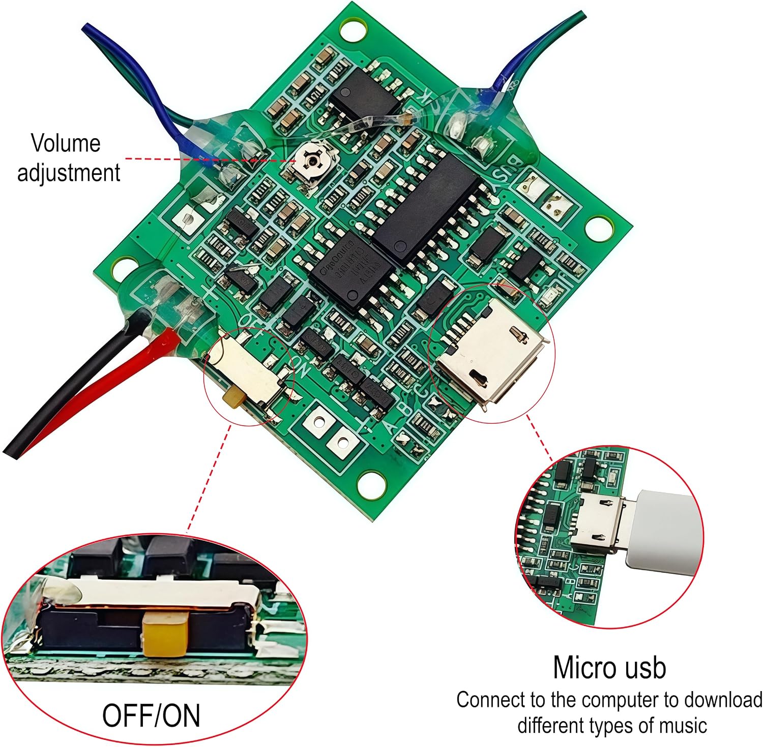 MP3 Music Recordable Sound Module Kits with Control Button 8M MP3 WAV Voice Board for DIY Birthday Music Box, Musical Greeting Card