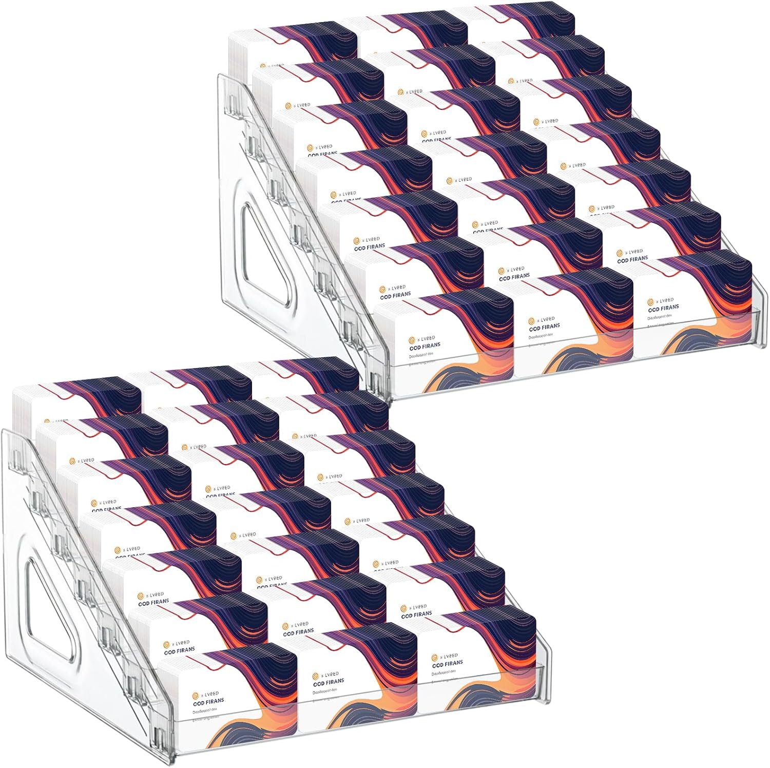 2 Pack 7 Tiers Acrylic Business Card Holder for Desk 21 Slots Acrylic Card Holder Display Premium Cards Stand for Workspace Multiple-Clear Plastic Display Holder for Office Men and Women