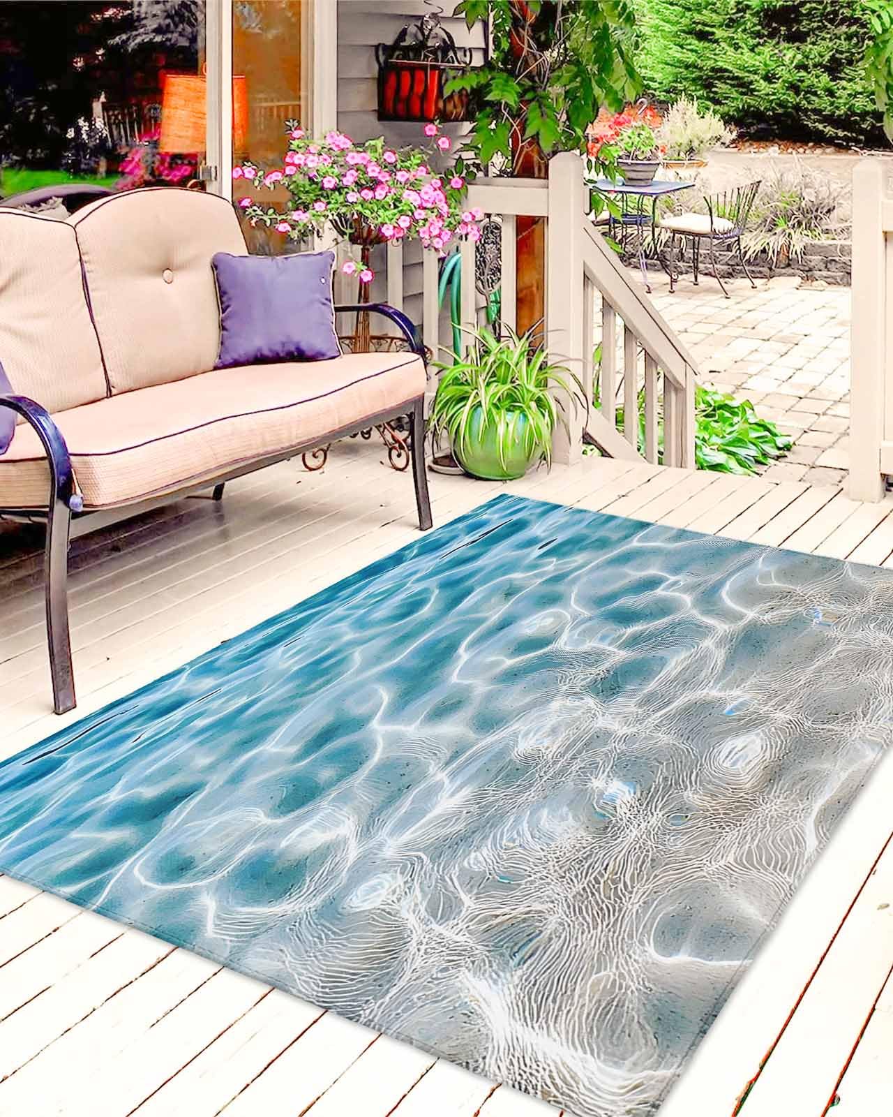 Amazon.com: ERUNPONLY Blue Ocean Outdoor Rug 6x9 Ft for Patio/Deck