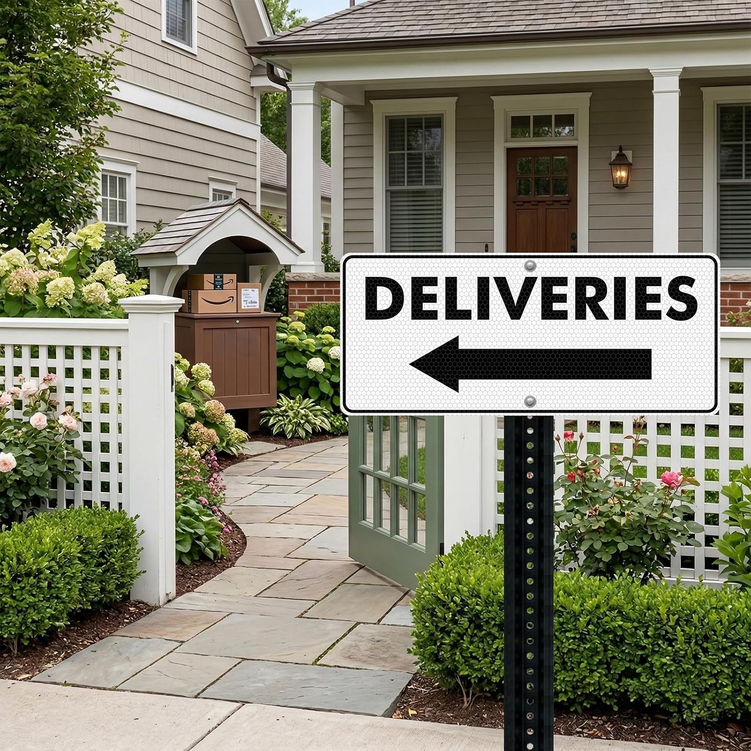 2 Pack Deliveries Signs 14 × 6 Inches Leave Packages Here Aluminum Reflective Sign Waterproof UV Resistant High Visibility Delivery Arrow Signage for Home Business Office