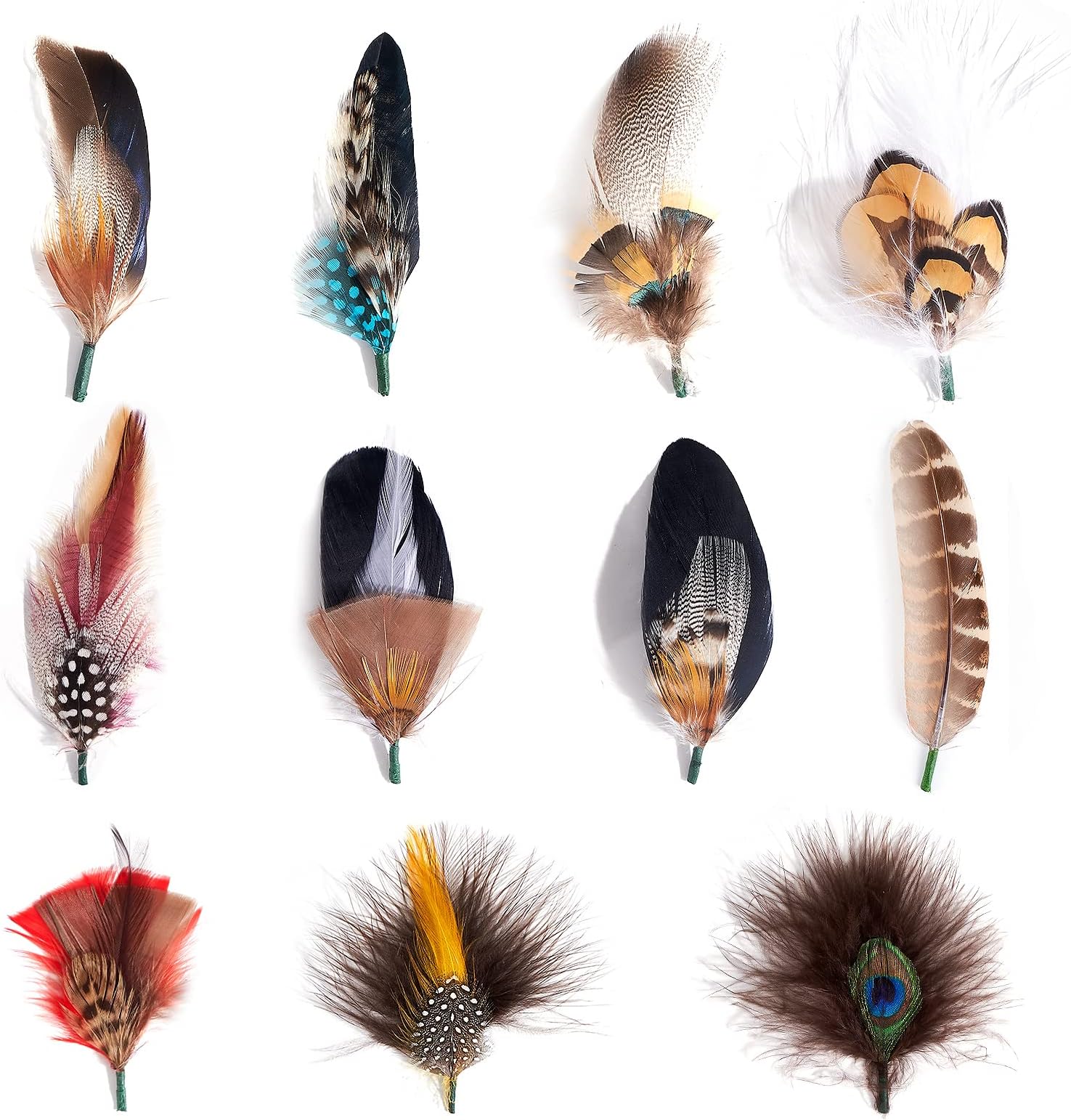 Hat Feathers, Assorted Natural Feather Packs Accessories for Fedora Cowboy Hats, Pork Pie Trilby Hats