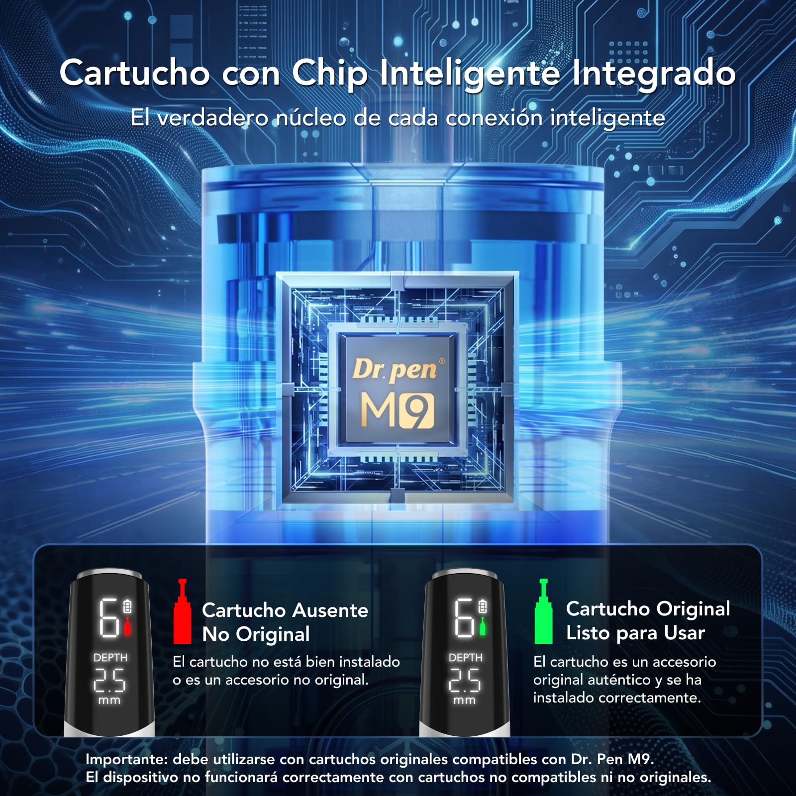 Dr.pen Ultima M9 Inalámbrico Microneedling Rostro y Cuero Cabelludo - Versión 2026: Ajuste con 1 Botón, Chip Inteligente Antifalsificación, Carga USB-C, para Casa o Salón, Gran Regalo para Mujeres