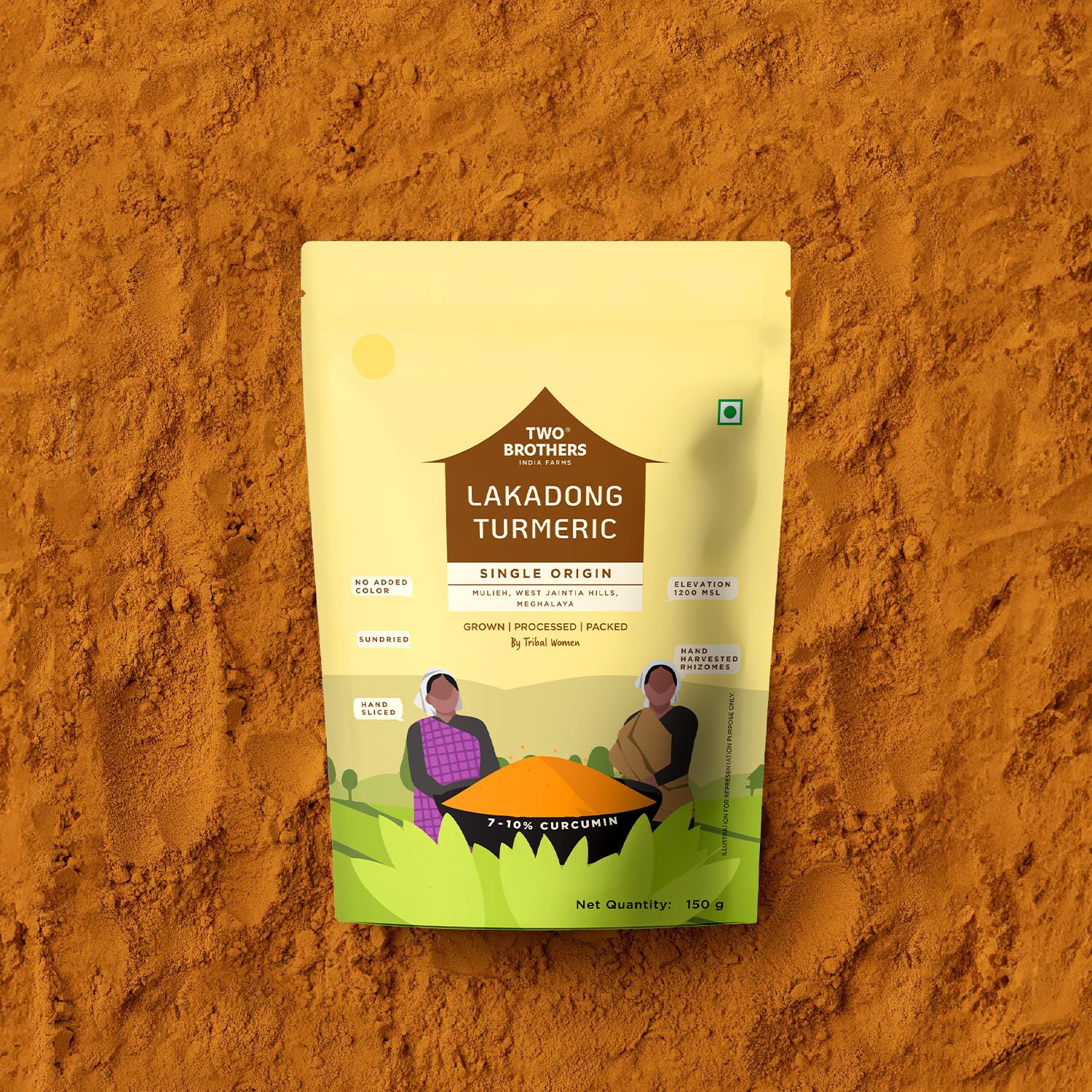 Two Brothers Lakadong Turmeric Powder (150g) | Single Origin | High Curcumin (7-10%) | Hand-Harvested & Sun-Dried | Rich Aroma & Deep Colour 2