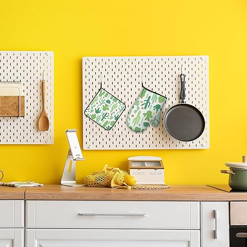 Vista 14 de Juego de 2 guantes de cocina con diseño de mariposas azules, guantes de cocina resistentes al calor para hornear, barbacoa, decoración del hogar