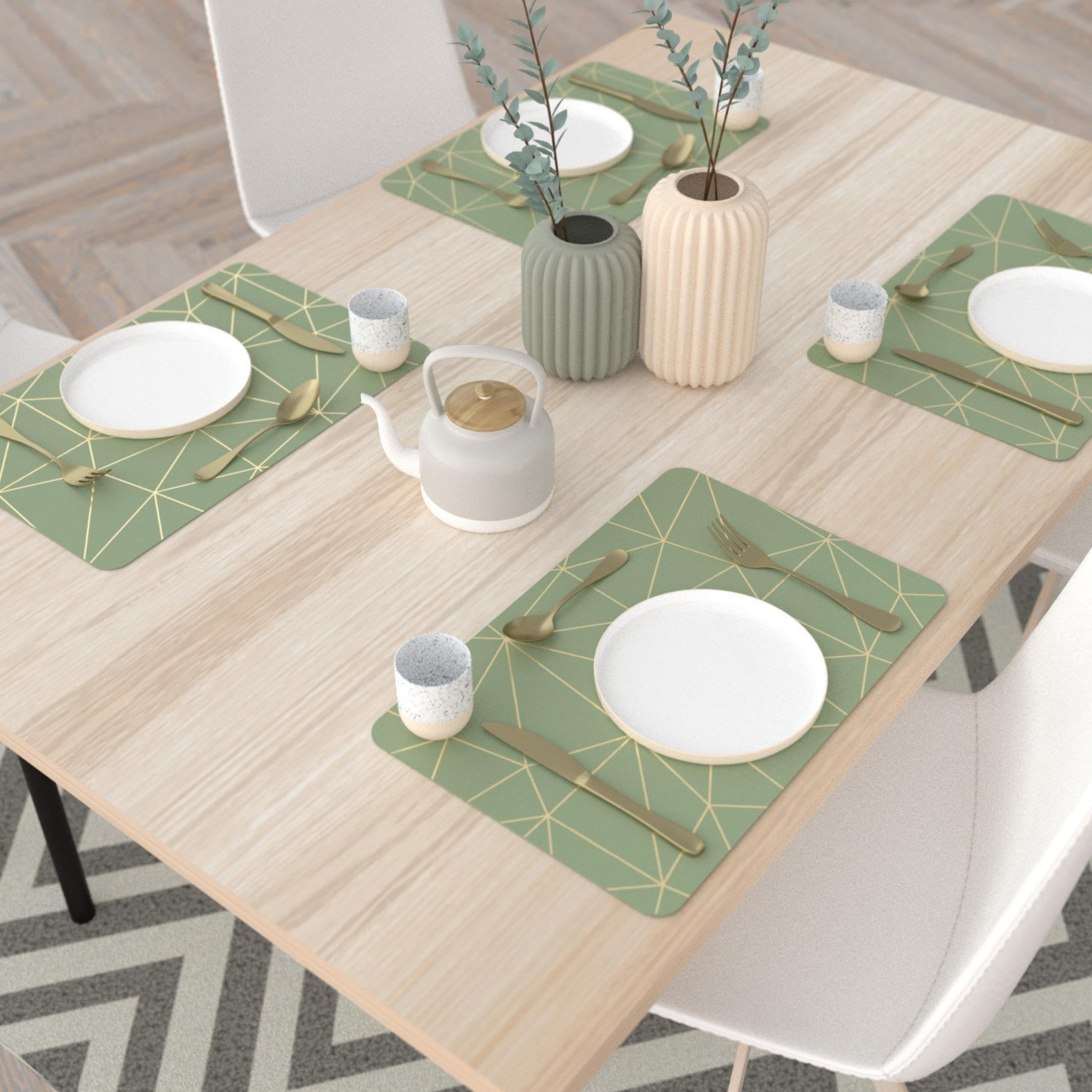 PM PR Polygon Gold/Sage (4 units), Gold Pastel Green, 45 x 30 cm - Image 4