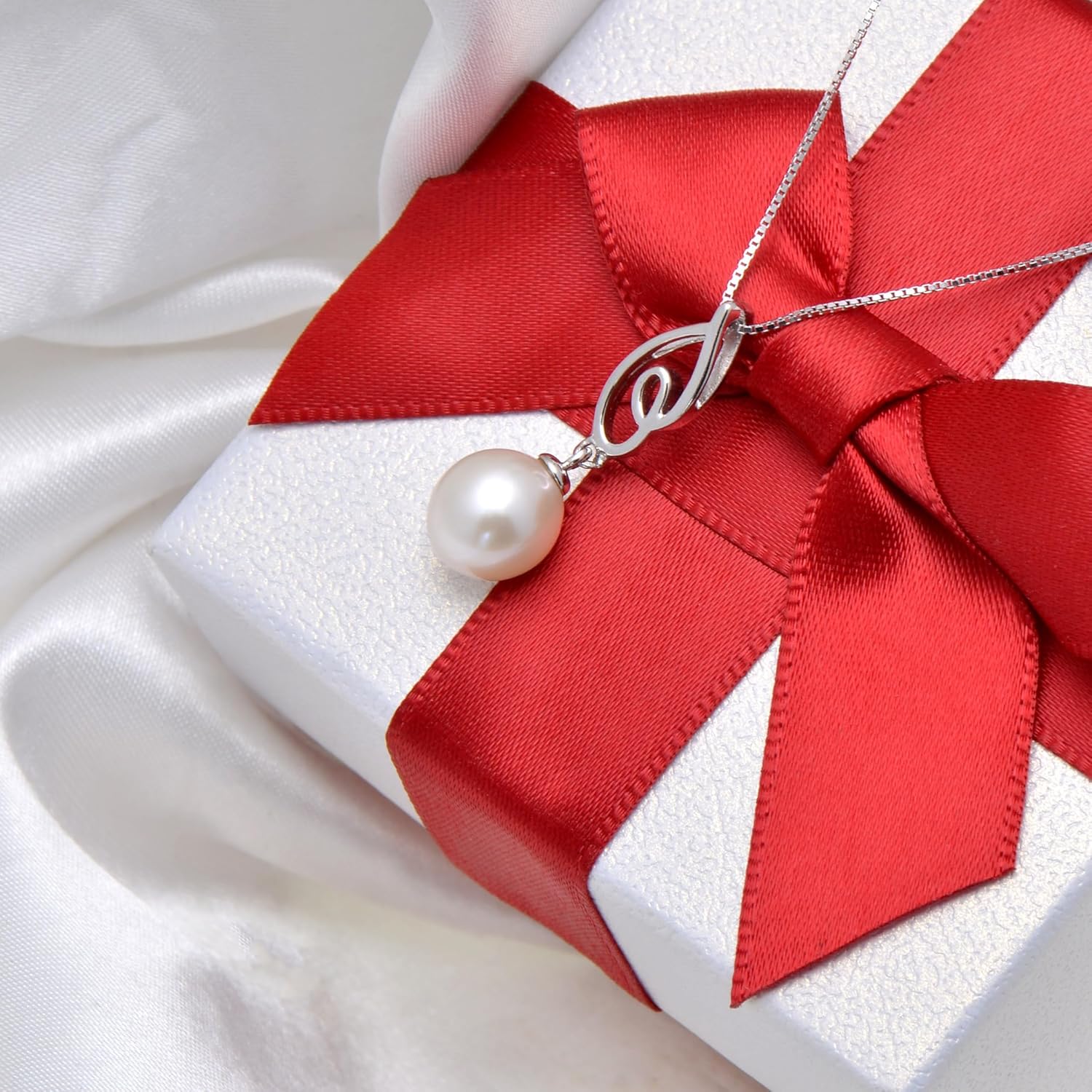 925 Sterling Silver Freshwater Cultured Pearl Pendant Necklace for Women, 9-10 MM - Image 4