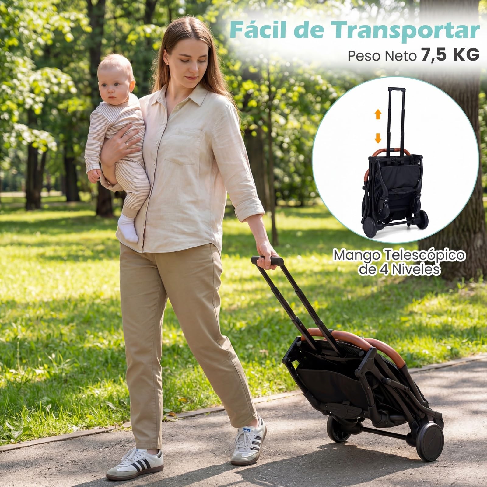COSTWAY Silla de Paseo Plegable para Bebés, Cochecito Infantil Ligero con Respaldo, Capota y Reposapiés Ajustables, Cubierta para Lluvia,Saco para Pies y Cesta,Carrito para Niños de 0-36 Meses (Gris)