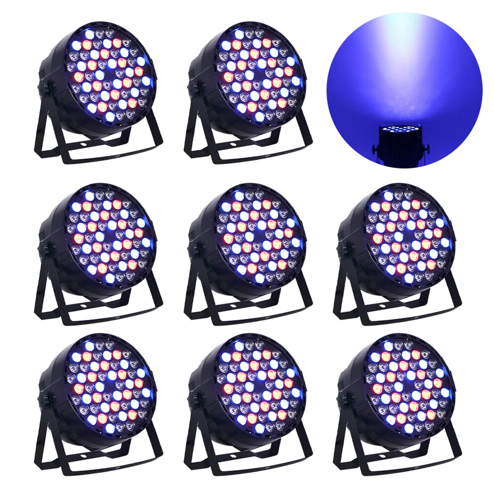 LED Stage Lights 8Pcs 54 x 3W LED DJ PAR Light RGBW DMX512 Stage Lighting Lamp for Home Party Wedding DJ Show Club Concert Dance Floor Lighting