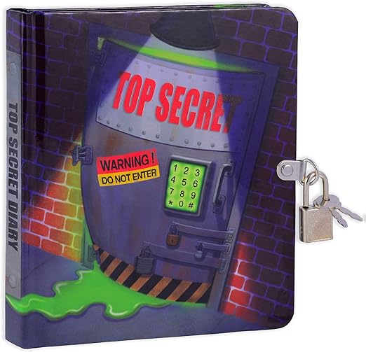 MOLLYBEE KIDS Top Secret Lock and Key Diary for Children, Measures 5.5 x 6.25 Inches, 208 Lined Pages