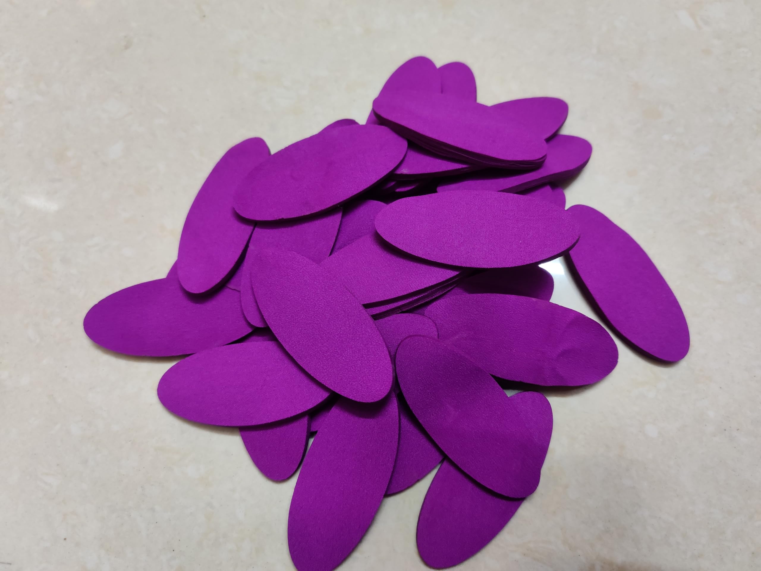Laser Cutting Petals | Fabric Petals | Laser Cutting Petals for Garland | Oval Shape | Size: 2.5 x 1 inch | 250 Grams (Purple)-picture-36