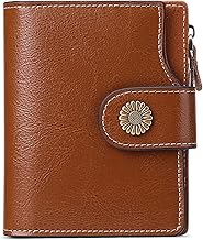 SENDEFN Women's Genuine Leather Short Wallet RFID Blocking Wallet, 16 Card Slots Including 2 ID Window and 1 Zip Pocket, Ao-brown Retro, Classics