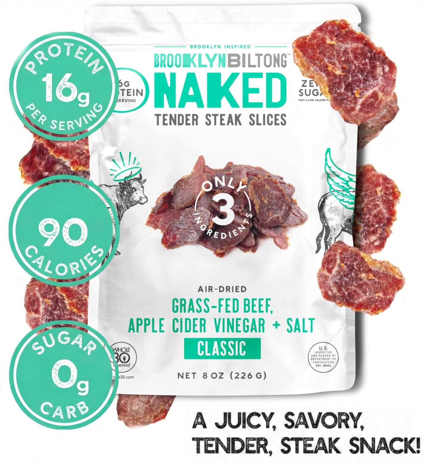 Naked Tender Slices, Classic, Grass Fed Beef Protein