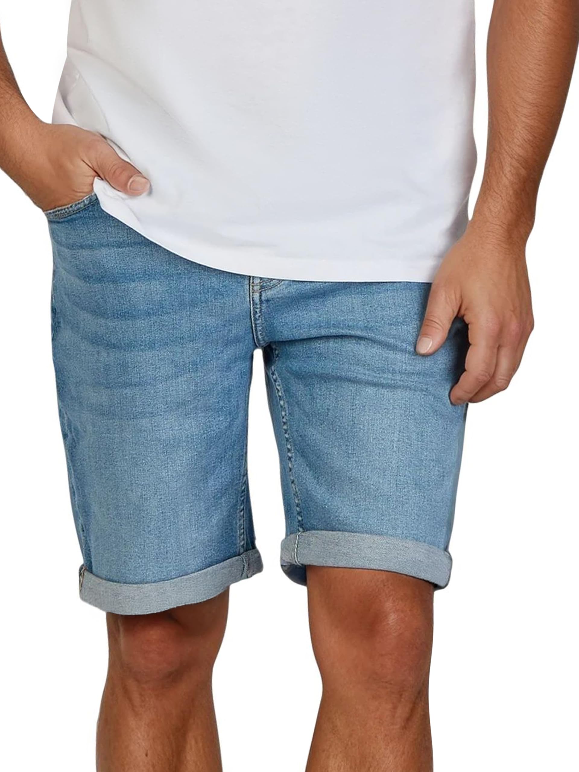 ONLY & SONS ONSPLY Lot de 2 shorts pour homme, coupe droite, avec poches, basiques, en denim, couleur unie, fermeture éclair, noir, bleu, tailles S, M, L, XL, XXL