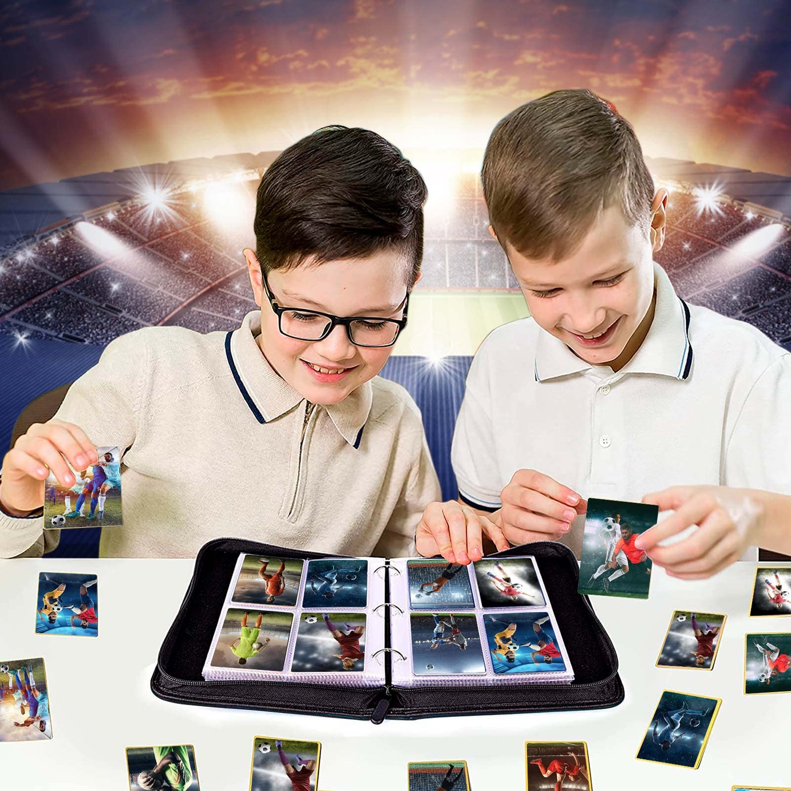 Sammelalbum für Fußballkarten - Trainer Album, Kartenhalter, Ordnerbuch für Fußball, 400 Karten Kapazität, Schwarz