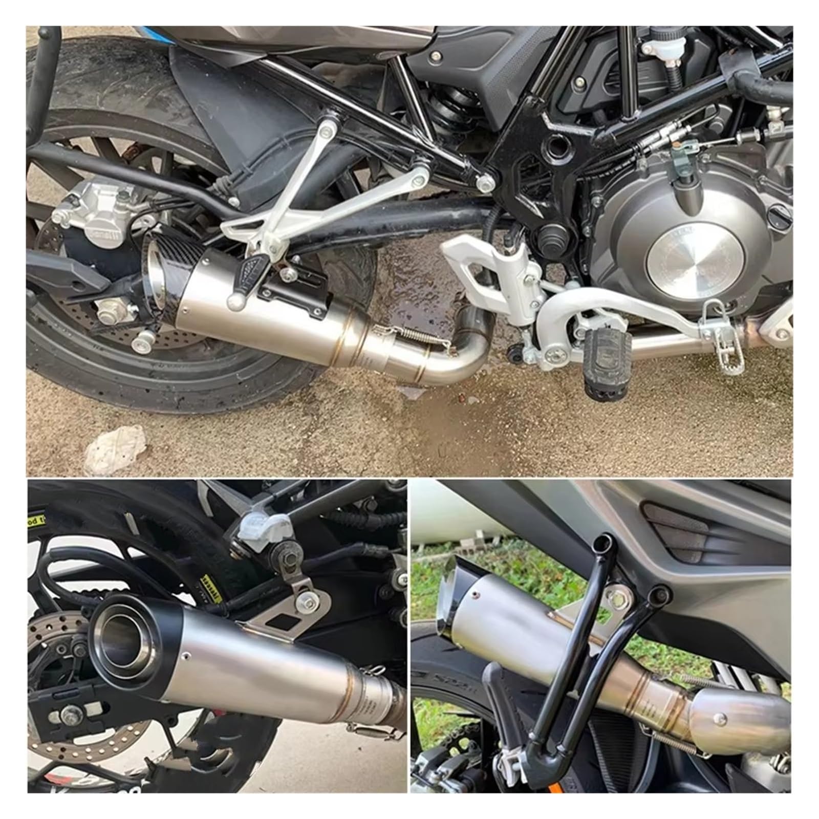 silencioso escape moto Para Kawasaki Para Ninja Para Z900 Para CB650R | Para R3 51mm silenciador de Escape para motocicleta tubo de Escape 335mm de longitud(B 51mm)