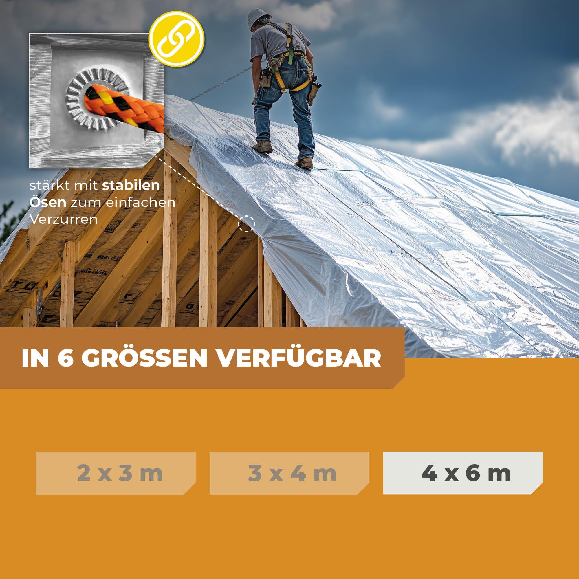 Abdeckplane Transparent 4 x 6 m 90 g/m² wasserdicht UV-beständig reißfest mit verstärkten Ösen Gewächshausfolie Schutzplane klar