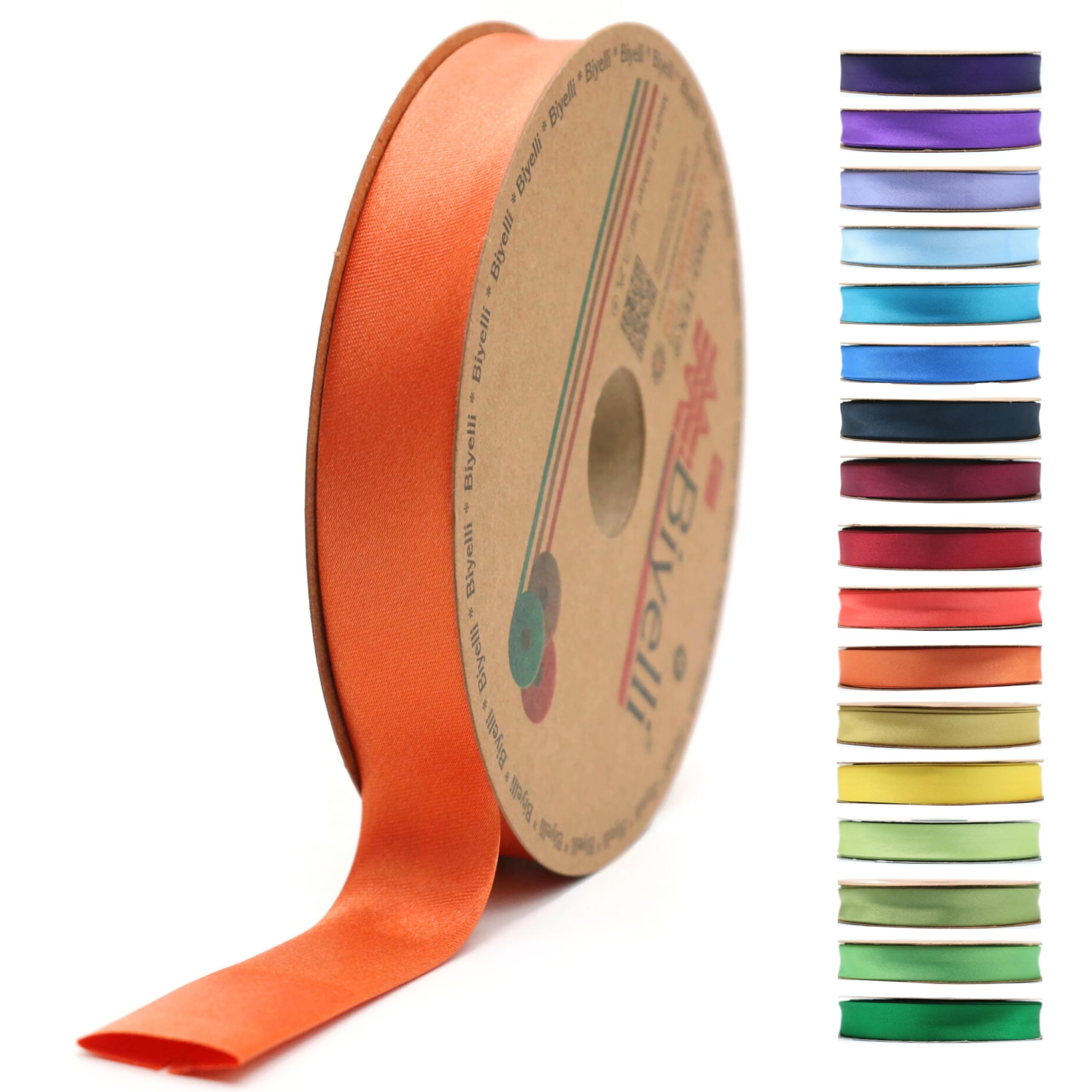 Fold Satin Bias Tape - 99+ Colors - 3/4 Inches Wide - 27 Yards - Fold Satin Binding Bias Ribbon Fabric Piping Bias Binding Tape for Sewing Clothing DIY (28. Rust) BYS28