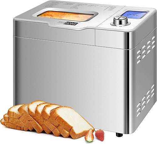 VIVOHOME 110 V 550 W 25 en 1 máquina automática de pan sin gluten de acero inoxidable 2 libras con dispensador extraíble de frutas y nueces