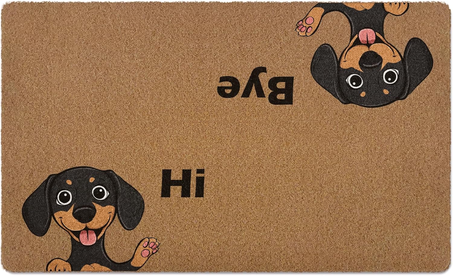 Dachshund Dog Welcome Door Mat, Funny Cute Weiner Artificial Coir Front Door Mat Indoor Outdoor Entrance, Rustic Hello Doormat Rug Gifts for Dogs Lovers Porch Entryway Patio Decor,17X30 Inch