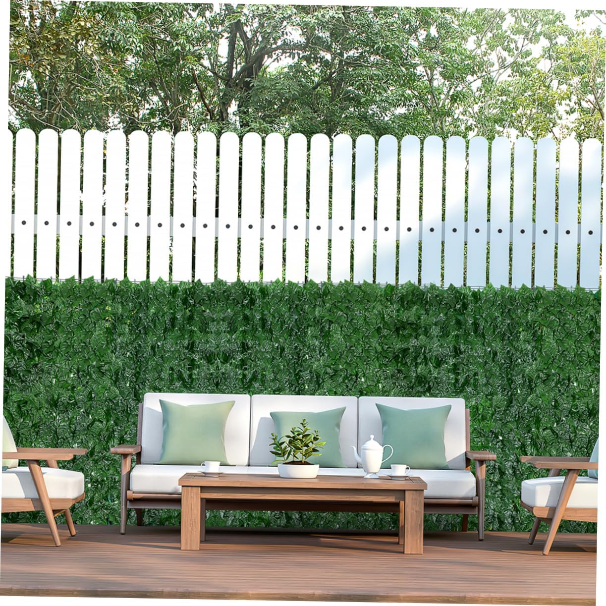 0.5m Simulated Plant Fence Vivid Leaves Artificial Trellis Screen for Garden Decor