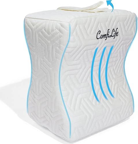 ComfiLife Almohada de rodilla para personas que duermen de lado, almohada refrescante para dormir de lado, almohada de rodilla con correa para dolor