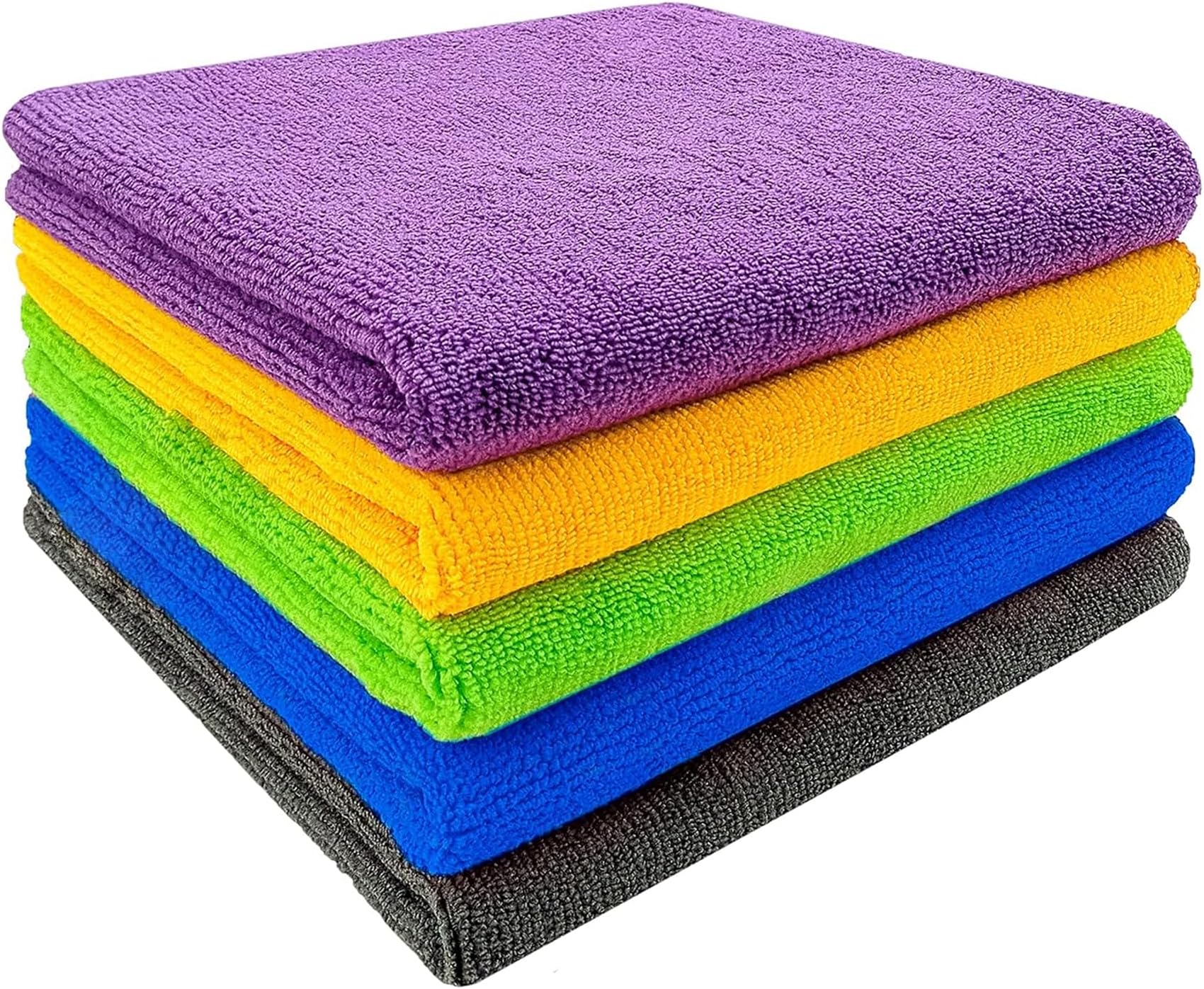 Sulfar Microfiber Cleaning Cloth For Cars With Washing Sponge, Multicolor, (3+1) Set (40X40 Cm)