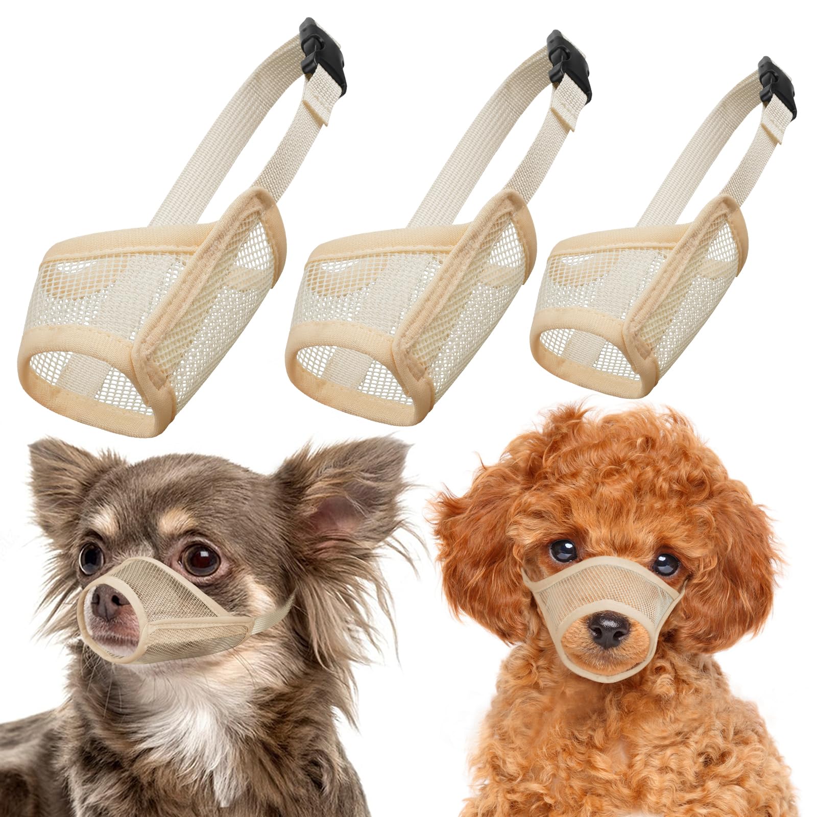 LUCKYPAW Mesh Dog Muzzle Suits for Small Dogs Breathable Dog Muzzle Set