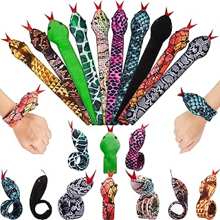 Chivao 10 Pieces Assorted Slap Bracelet Snake Snap Bracelet Sequin Animal Slap Bracelets Cool Halloween Snap Bracelets for Easter Halloween Party Favors
