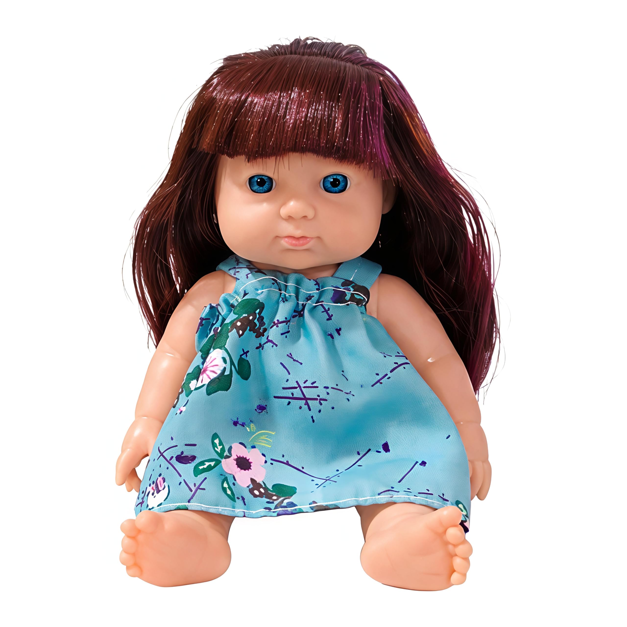 FunBlast Beautiful Girl Doll Toy for Kids – Realistic Silicone Baby Doll, Soft Touch Mini Dolls for Girls, Pretend Play Toy for Kids – 17 cm Height (Blue Dress)-image-37