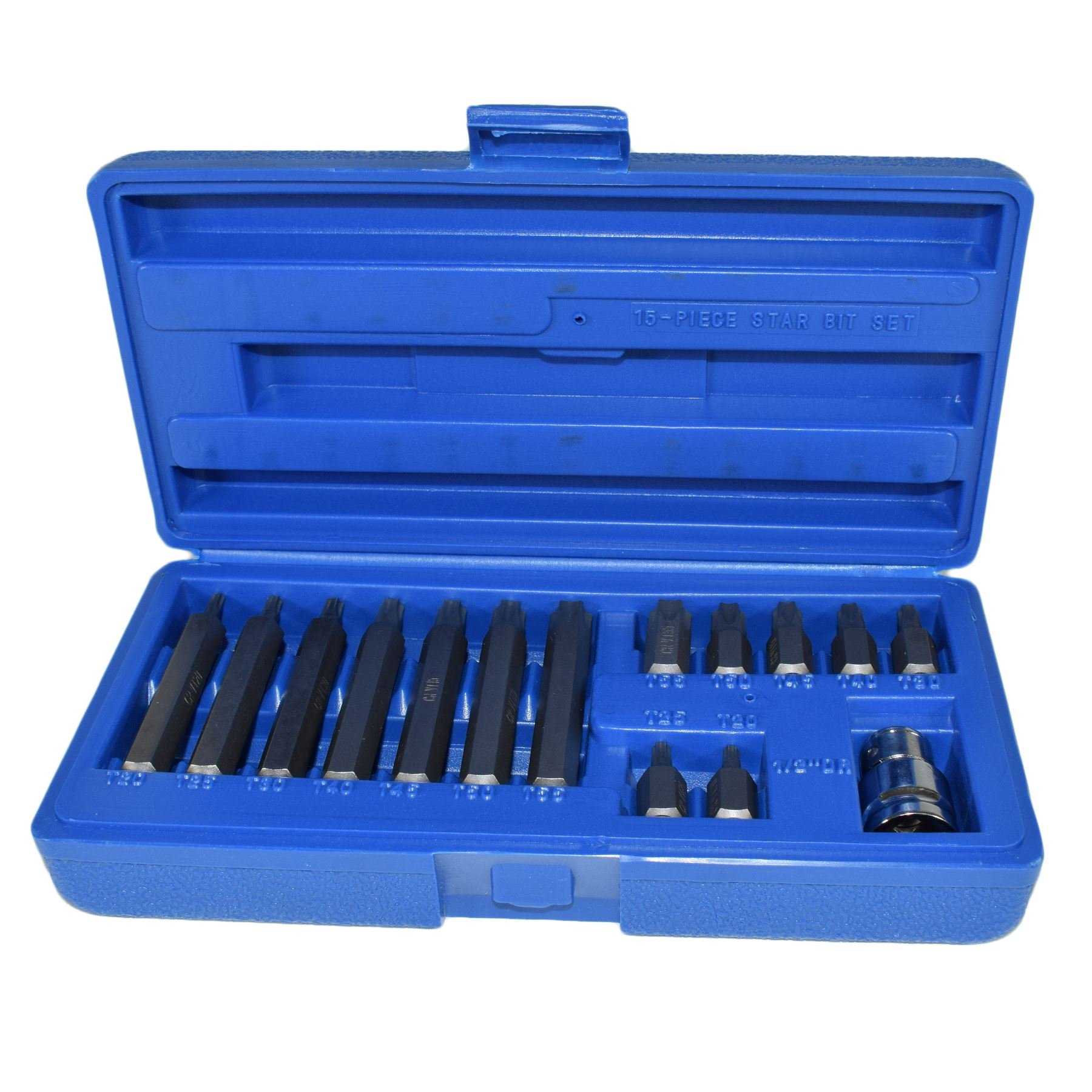 1/2" Drive Shallow and Deep Male Torx Star Bits T20 - T55 15pcs by Bergen