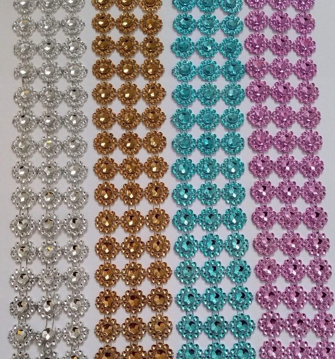 EliteKoopers 1M Crystal Diamante Sparkly Rhinestone Mesh Cake Ribbon Trim Sunflower (1 Row)