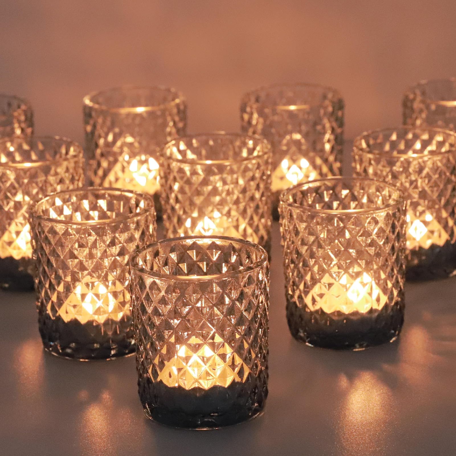 12 bicchieri da tè in vetro blu per matrimoni, decorazione da tavolo, portacandele in vetro per festa di compleanno, per decorazione della casa