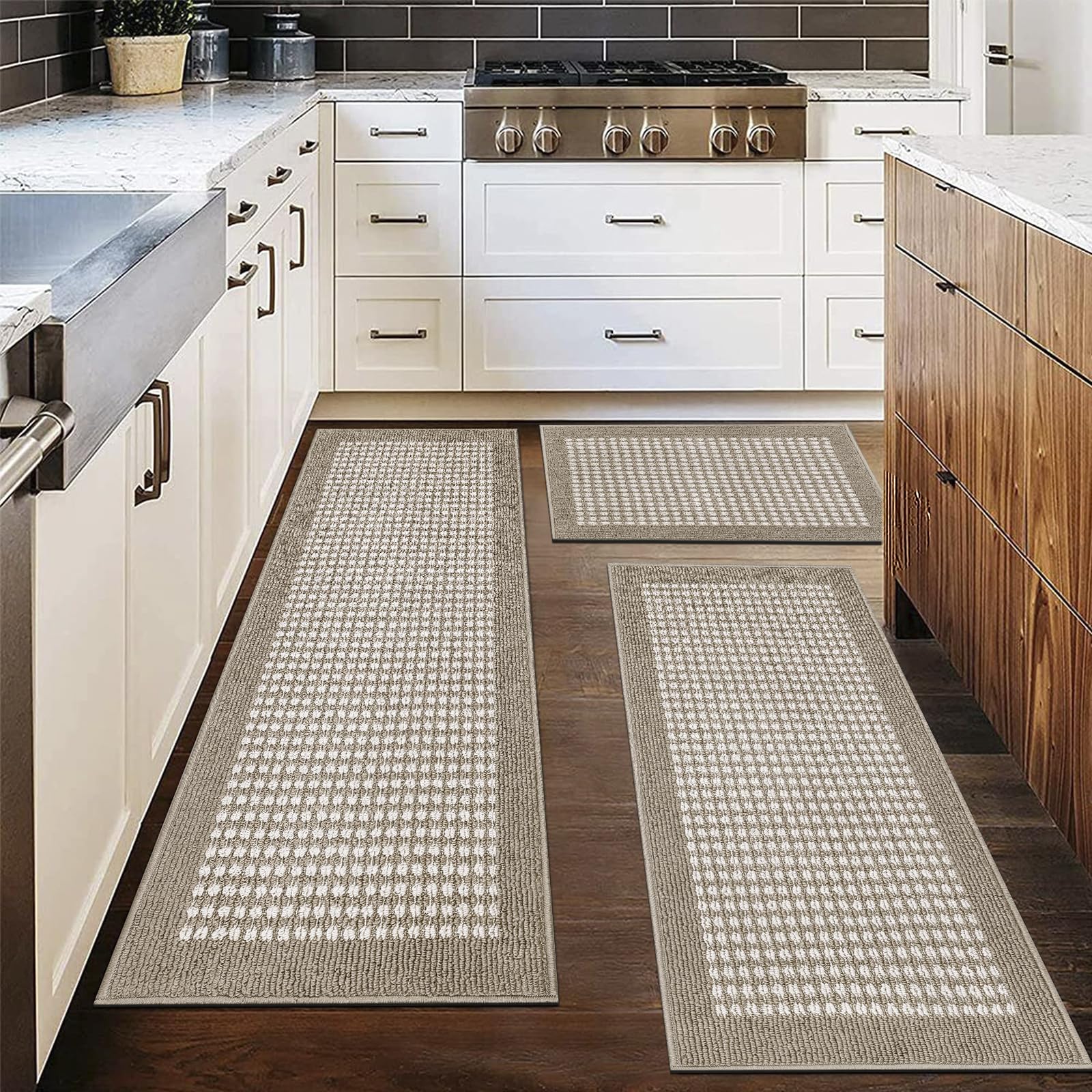 Ileading Kitchen Mat Sets 3-Piece 3D Lattice