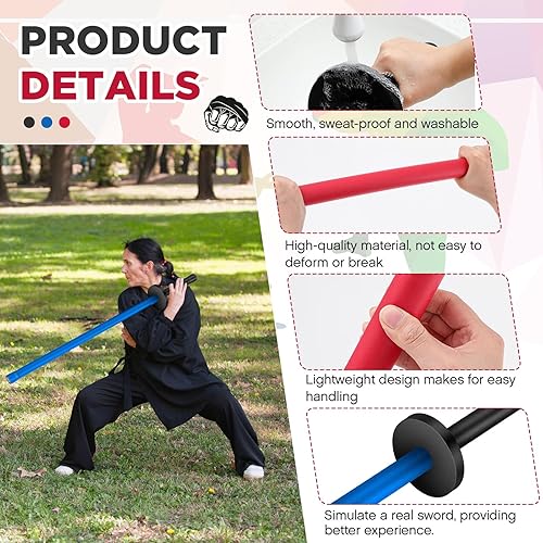 Miniatura 10 de 2 espadas de espuma de 33.5 pulgadas para práctica, espada de entrenamiento acolchada, Kendo, palos Bokken para adultos, artes marciales, lucha,
