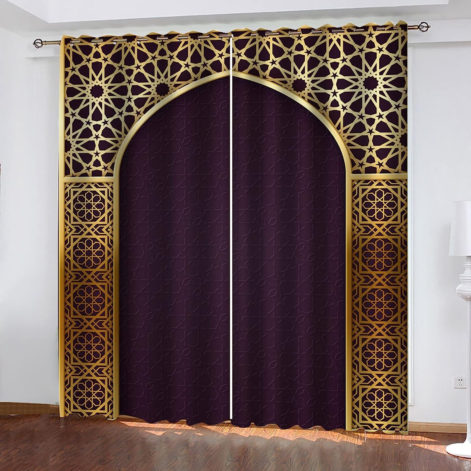 Rideaux occultants pour chambre et salon effet portail en fer 3D pour une ambiance tamisée