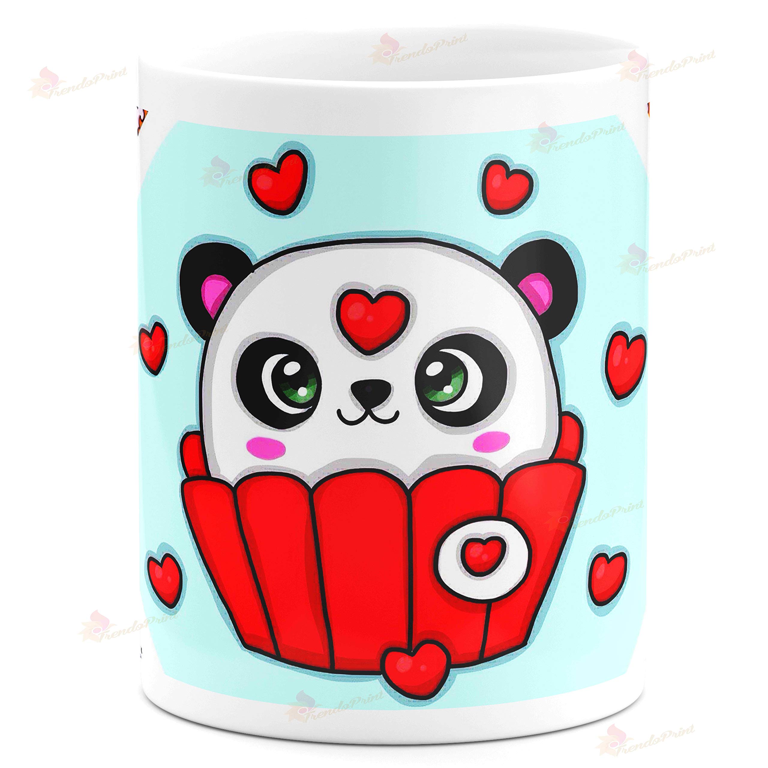TrendoPrint Love Panda Printed White Tea Milk and Coffee Cup and Mug Made of Ceramic- 11 oz (350ml) Ideal And Sweet Gift And Return Gift Choice For Kids Friends Brother Sister Mom Dad Bro Sis Cousins Son Daughter Boys and Girls