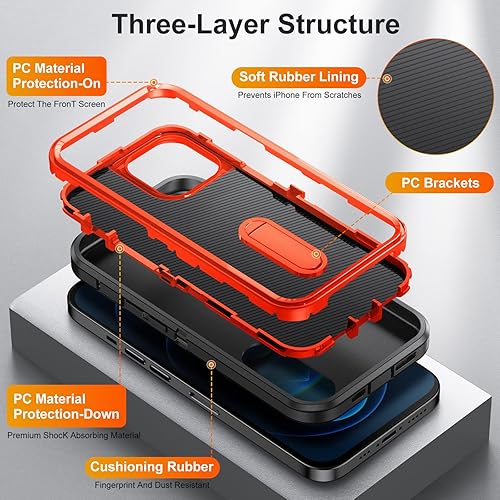 Miniatura 7 de IDweel Funda para iPhone 12 Pro Max con soporte, protección resistente, a prueba de golpes, antiarañazos, ajuste delgado, funda protectora