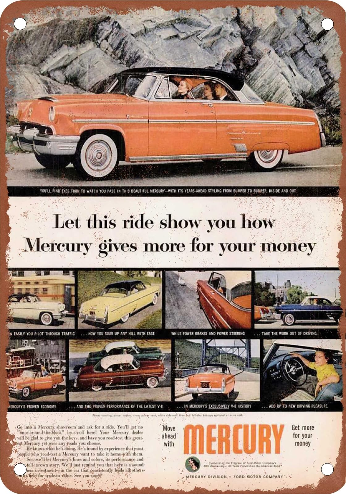 Miaomansenstore Metal Sign - 1953 Mercury Vintage Ad 02 - Old Retro Rusty Look Home Decor