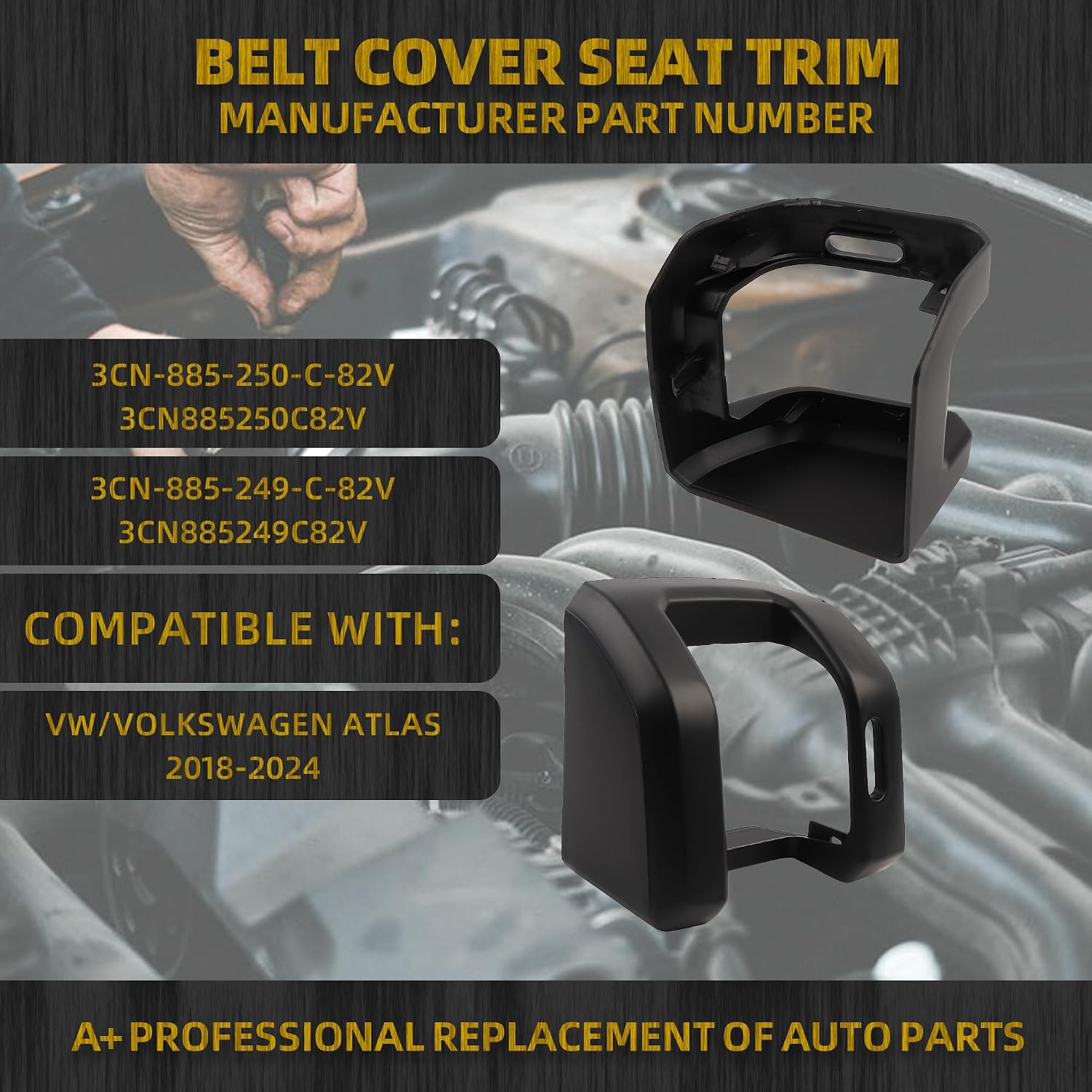 Dasbecan Belt Cover Seat Trim Compatible with Volkswagen Atlas 2018 2019 2020 2021 2022 2023 2024 OE# 3CN-885-250-C-82V 3CN-885-249-C-82V