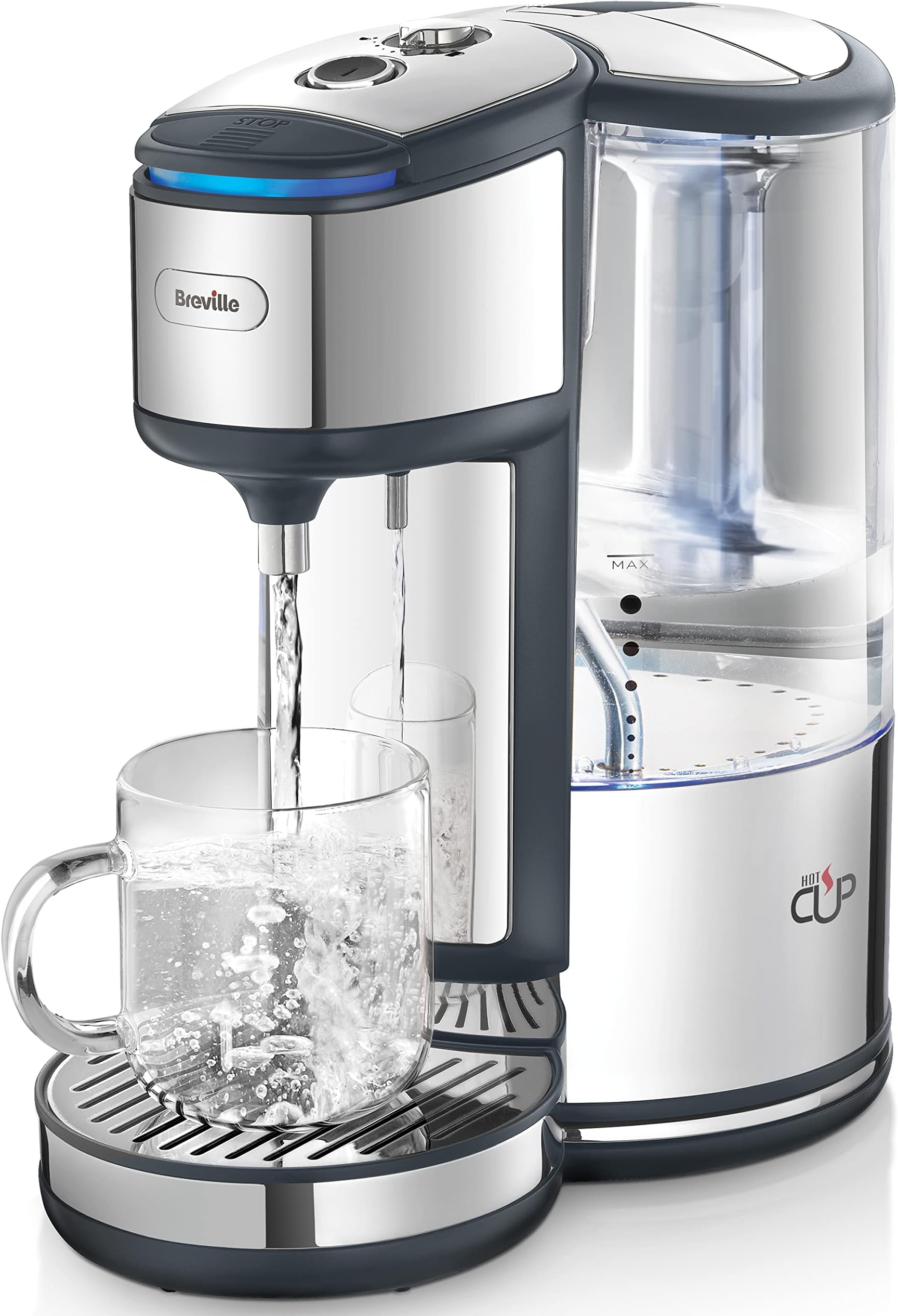 Breville BRITA HotCup Hot Water Dispenser | Integrated Water Filter | 1.8L with 3kW Fast Boil & Variable Dispense | Energy-efficient use | Stainless Steel [VKJ367]