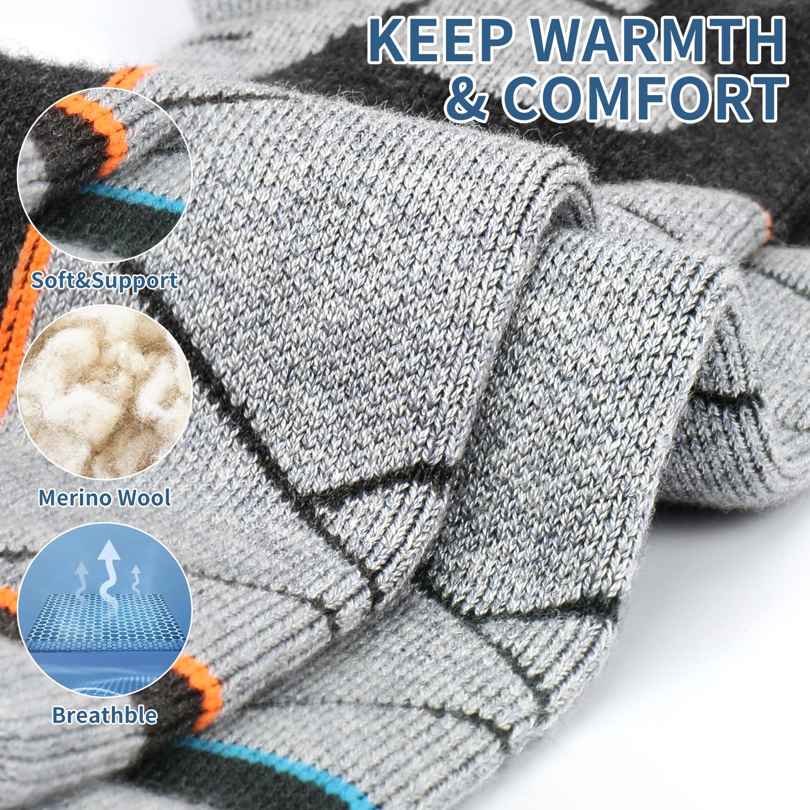 Merino-Woll Ski-Socken für Kinder und Erwachsene, für kalte Wetterbedingungen beim Skifahren, Schneetreiben, Snowboarden, Wintersport – warme Over-The-Calf-Socken für Winteraktivitäten.
