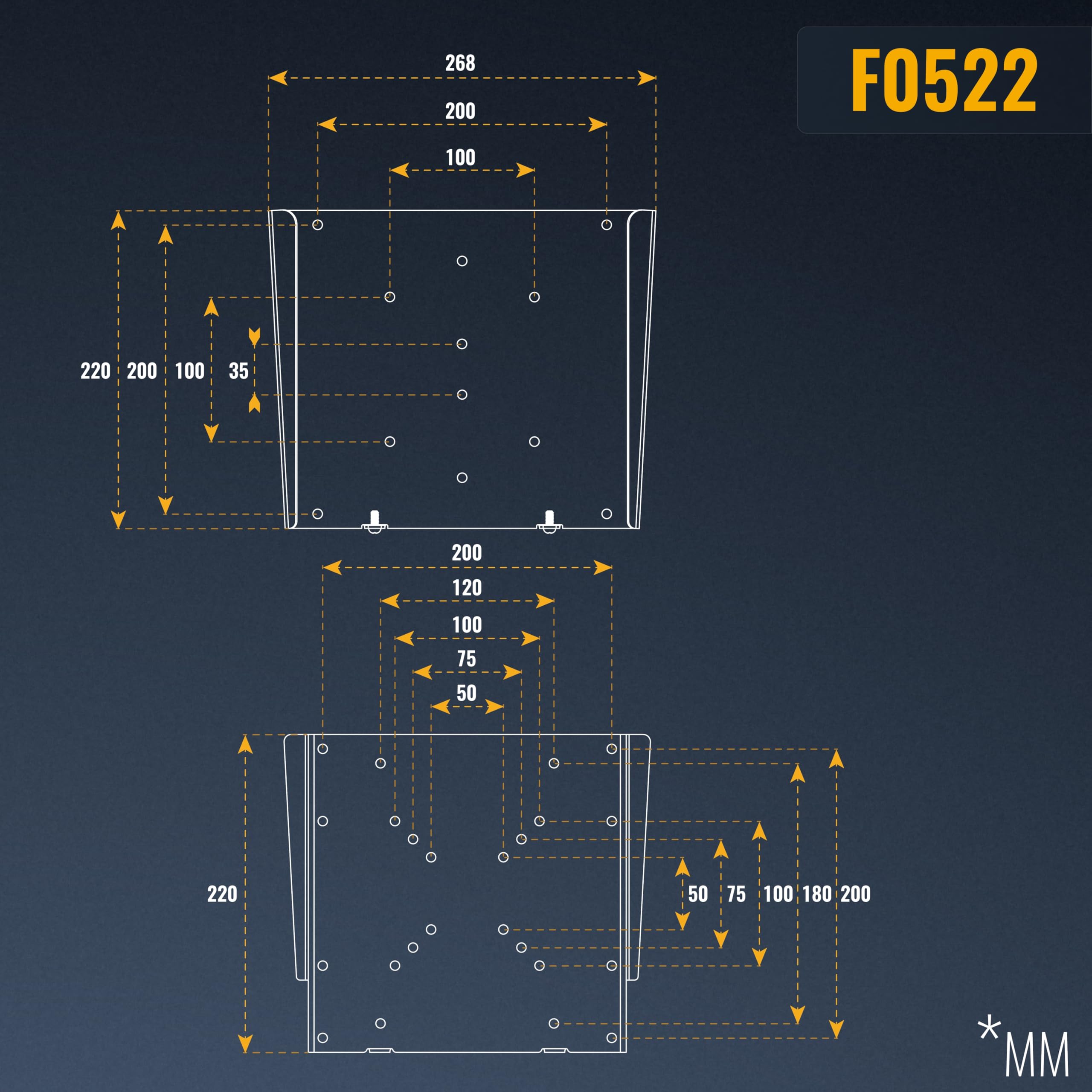 RICOO F0522 Ultra-Slim Support Mural Écran PC TV 32 40 42 43 48 50 55 Pouces VESA 75x75 100x100 200x100 200x200 Fixe Plat Universel Fixation Murale TV QLED OLED LED LCD