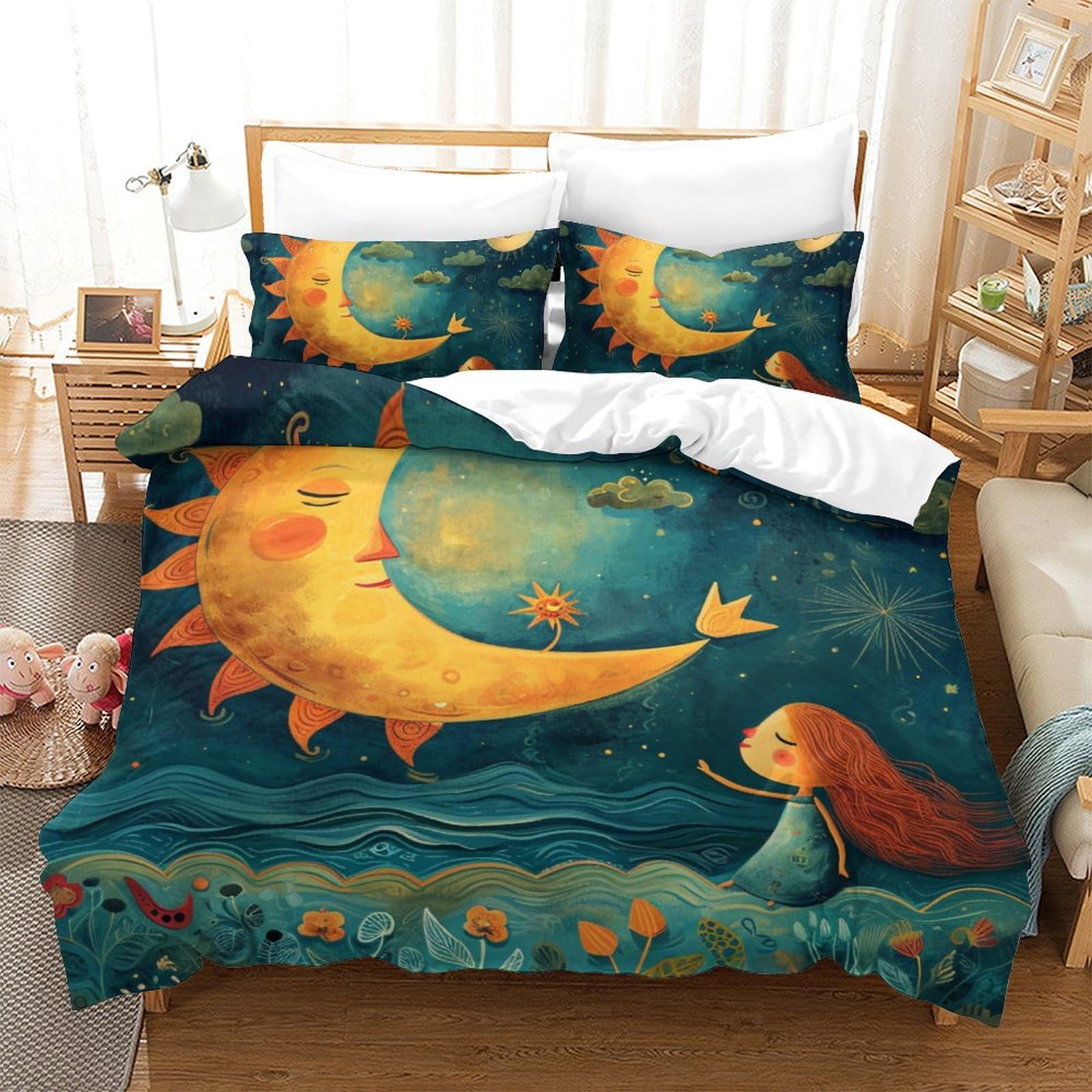 Housse de couette antibactérienne et respirante ciel nocturne 200x200 cm