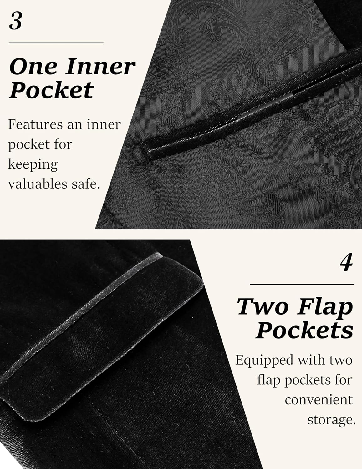 COOFANDY Men's Velvet Blazer One Button Velour Tuxedo Jacket Notched Lapel Suit Jackets for Prom Wedding Party Dinner - Image 5