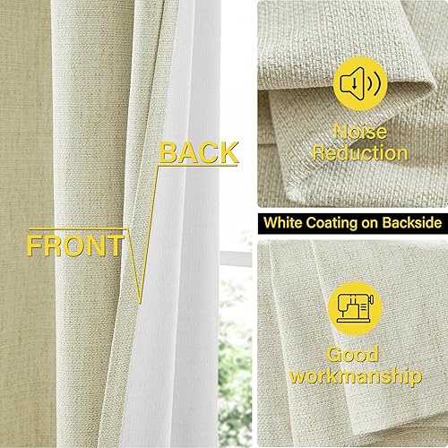 Miniatura 6 de Cortinas opacas de lino natural de 84 pulgadas de largo para sala de estar y dormitorio, cortinas rústicas completamente aisladas térmicamente con