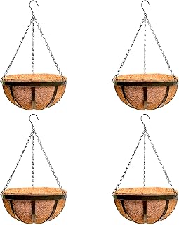 LaLaGreen Outdoor Hanging Baskets for Plants (4 Pack, 16 Inch) Black Lar...