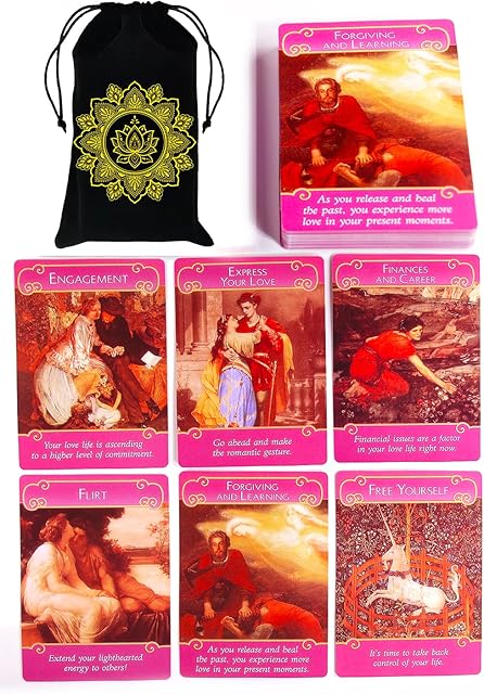 Romance Oracle Card, Angel Oracle Cards Deck, A 44- Oracle Card Deck, Divination Card.Exquisite Light Weight Small Size Oracle Tarot Card Deck
